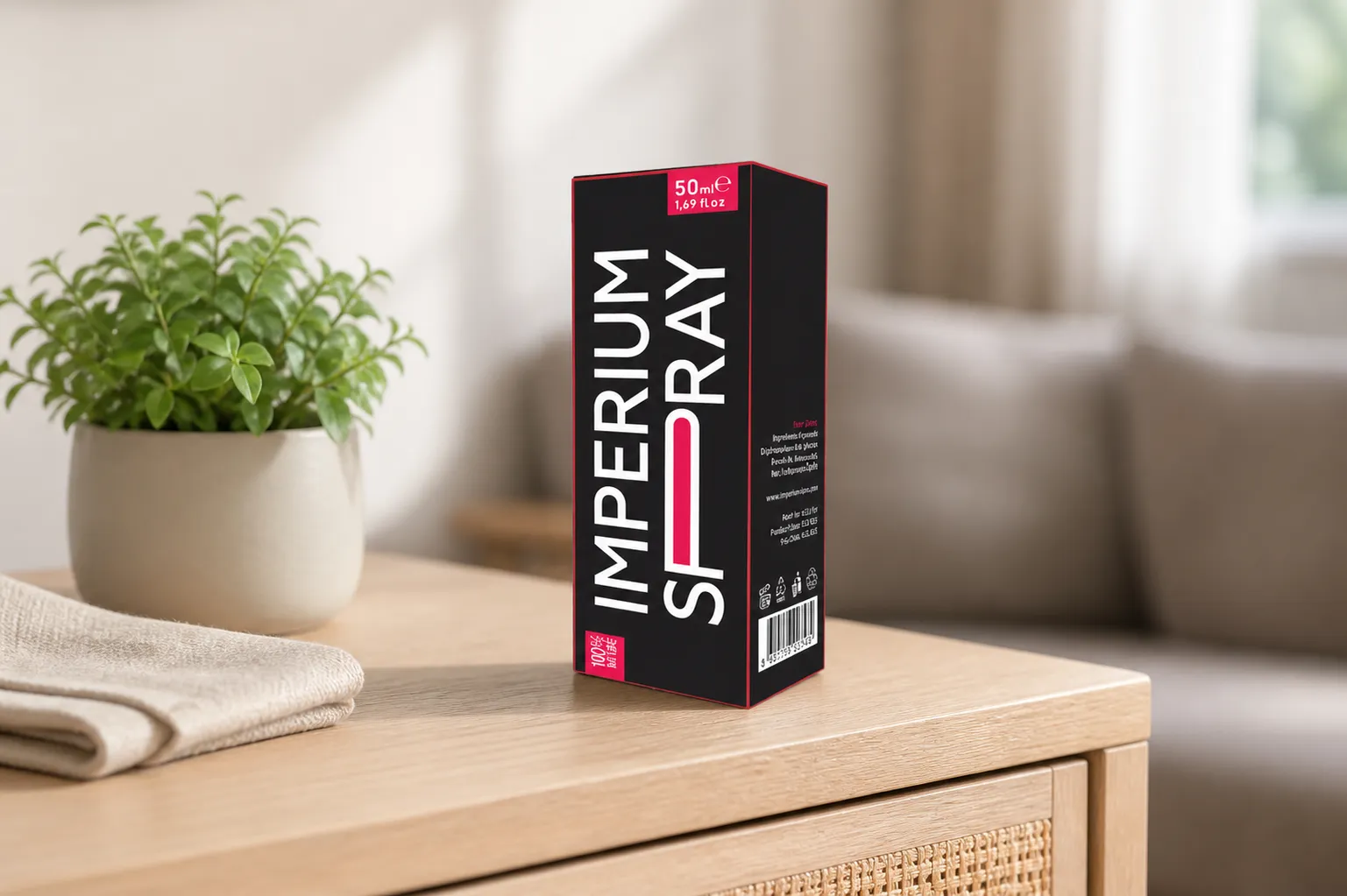 Imperium Spray — Verpackung im Alltag