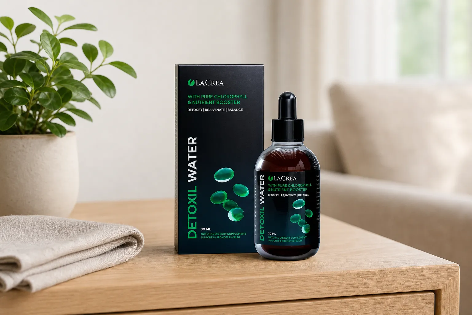 Detoxil water — Verpackung im Alltag