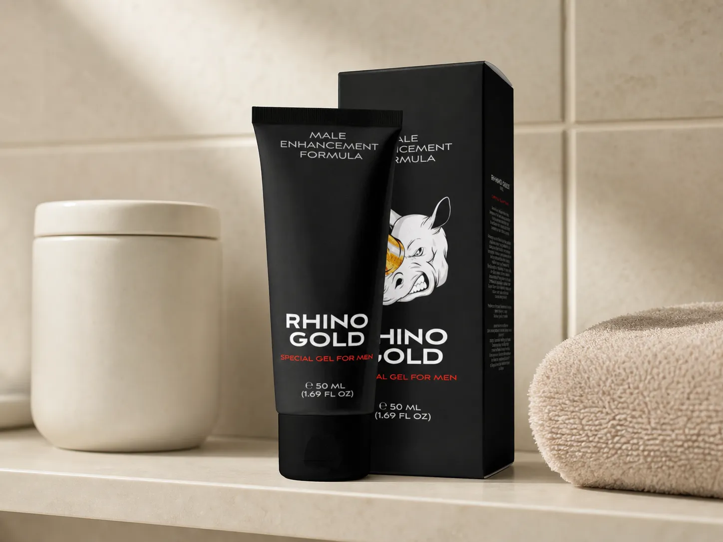 Rhino Gold Gel — Verpackung im Alltag